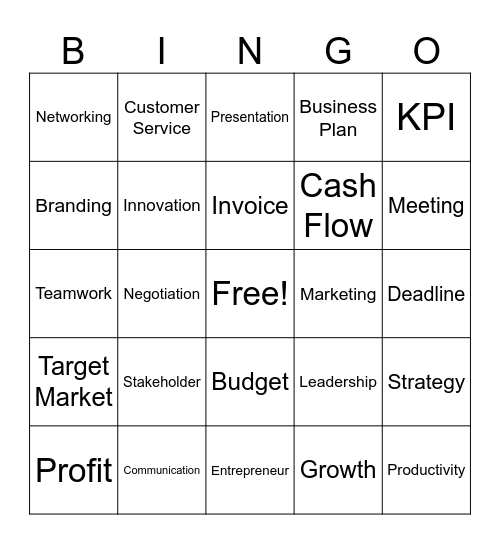 Business Buzzwords Bingo Card