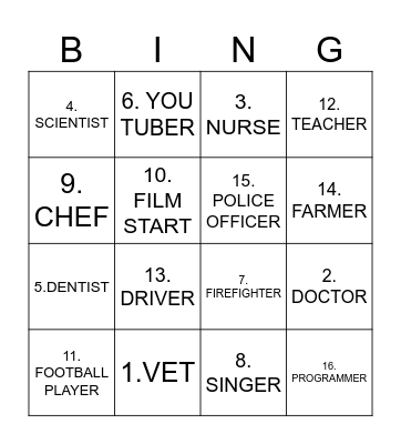 JOBS Bingo Card