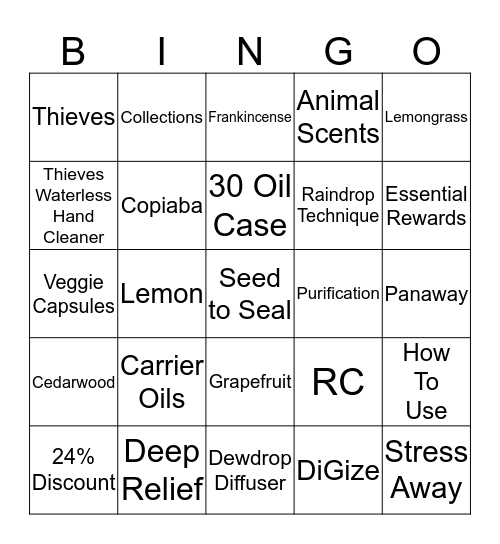 Young Living BINGO Card