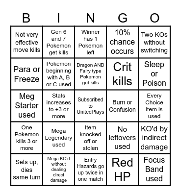 Then we fight bingo UP New Megas Bingo Card