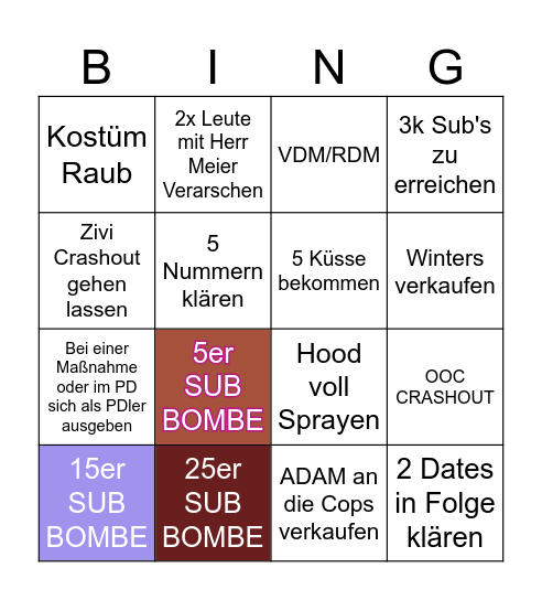 MITTWOCH'SBING Bingo Card