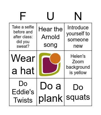 Club21 Exercise Springo Bingo Card