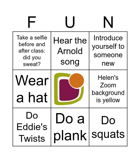 Club21 Exercise Springo Bingo Card