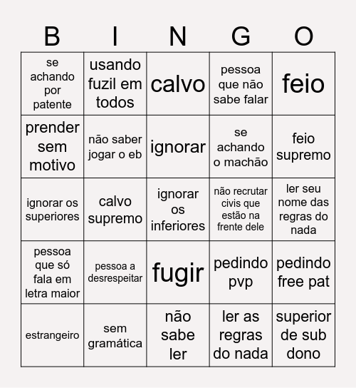 Bingo EXERCITO BRASILEIRO Bingo Card