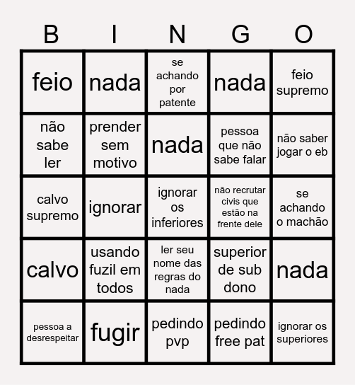 Bingo EXERCITO BRASILEIRO Bingo Card