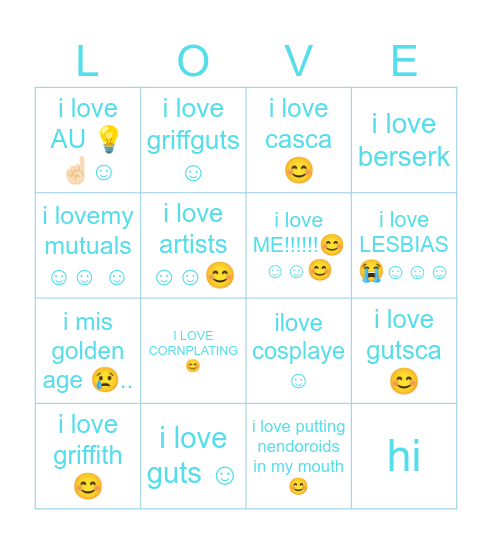 love 😊😊berserk Bingo Card