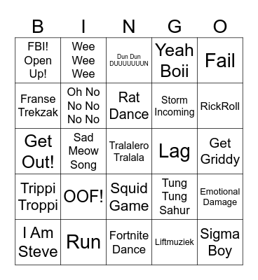 Meme Bingo! Bingo Card