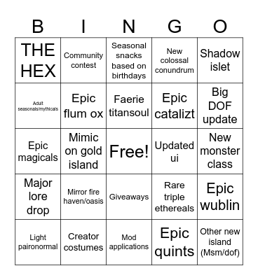 Anniversary Month Bingo Card