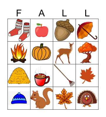 Fall Items 4x4 Bingo Card