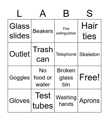 Biology Lab Tour! Bingo Card