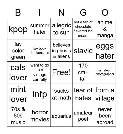 vi's bingo Card