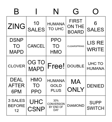 HEALTHINSURANCE.COM Bingo Card