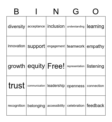 Inclusion Bingo Card