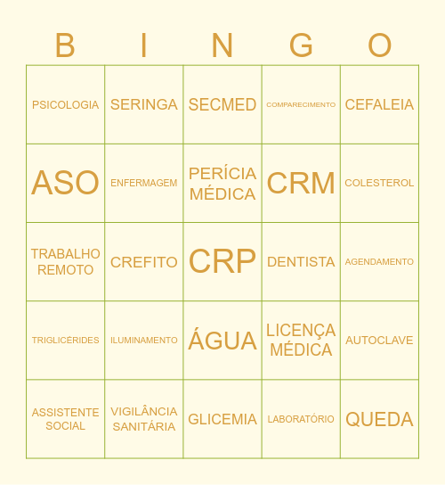 SEMANA DA SAÚDE Bingo Card