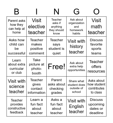 Lancers Back-to-School-Night Bingo Card