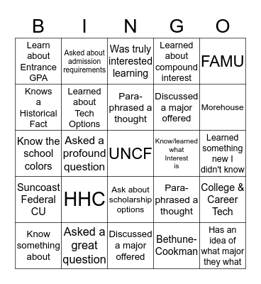 NABSE Conference Bingo Card