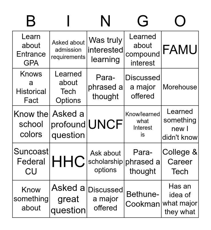 NABSE Conference Bingo Card