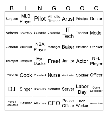 Labor Day Bingo Card
