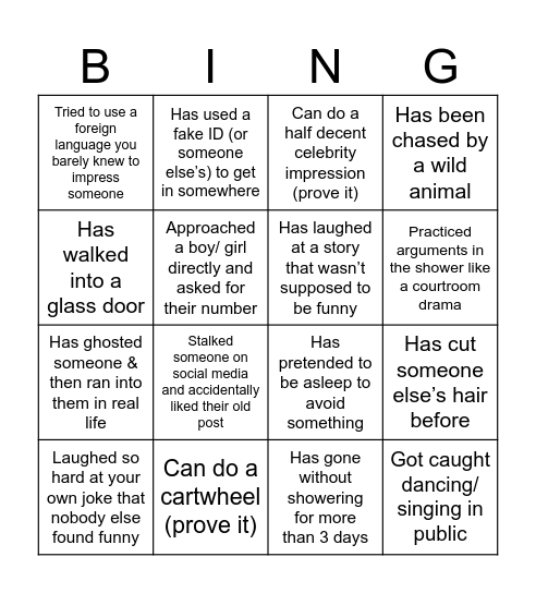 Human Bingo Card
