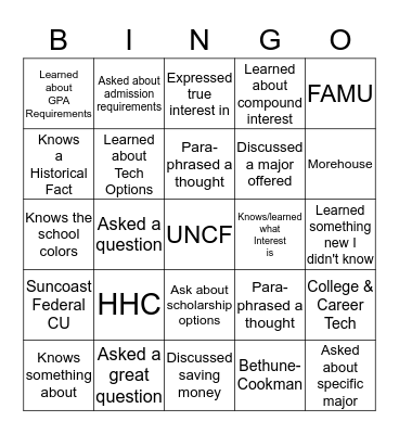 NABSE Conference Bingo Card