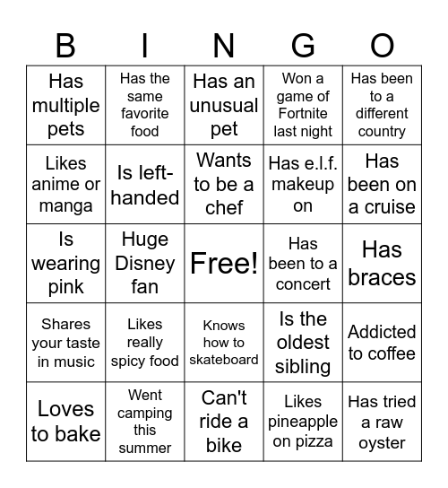 Icebreaker Bingo: Find Someone Who Bingo Card