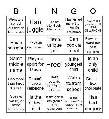 Untitled Bingo Card