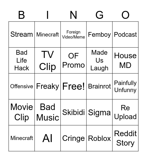 IG REELS Bingo Card