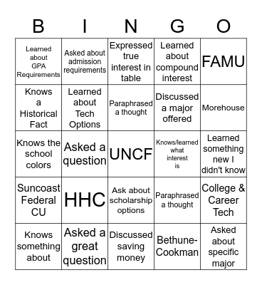 NABSE Conference Bingo Card