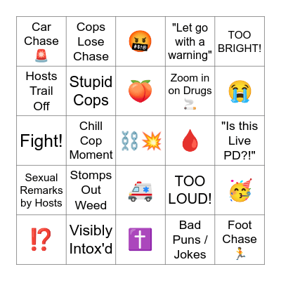 On Patrol Bingo Card