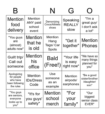Paul Villatico Bingo Card