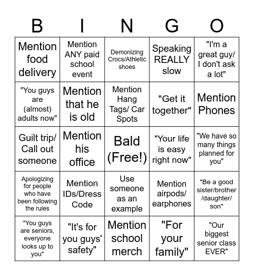 Paul Villatico Bingo Card