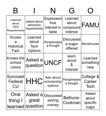 NABSE Conference Bingo Card
