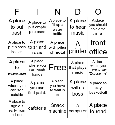 High School Scavenger Hunt! Bingo Card
