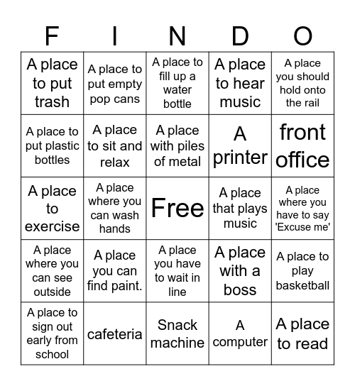 High School Scavenger Hunt! Bingo Card
