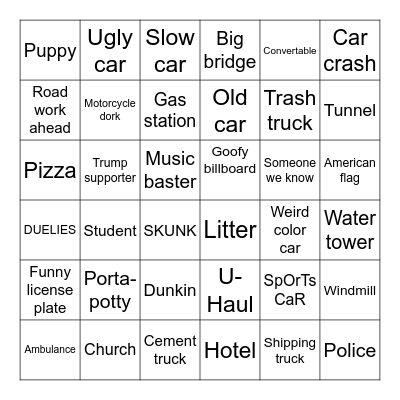 ROAD TRIP! Bingo Card