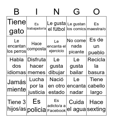LOTERIA HUMANA Bingo Card