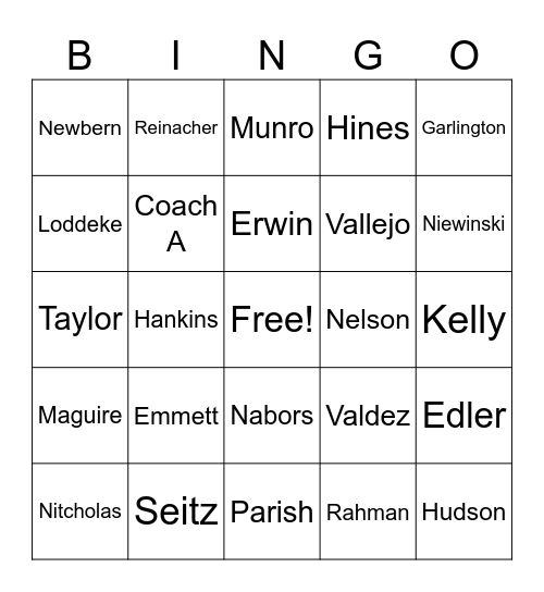 SRMS Teacher Bingo Card