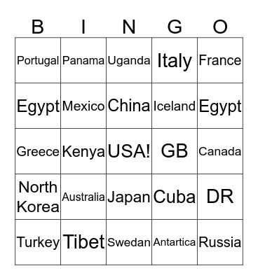 Flag Bingo Card