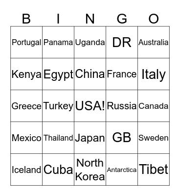 Flag Bingo Card