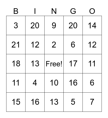 Flinn Safety Contract Bingo Card