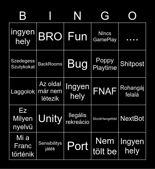Online Játékok Bingo Card