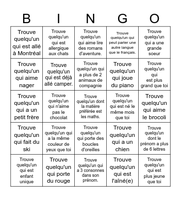 Trouve quelqu'un qui... Bingo Card