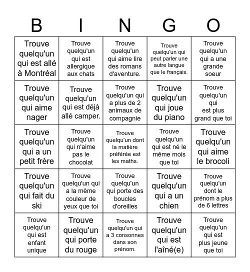 Trouve quelqu'un qui... Bingo Card