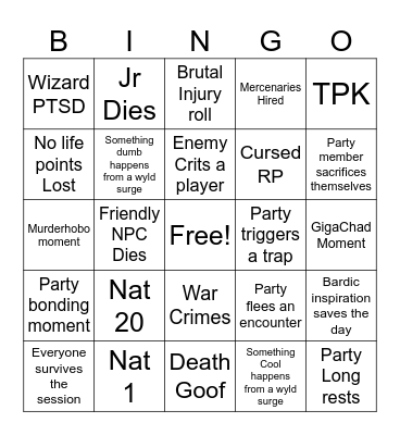 Dragons of Stormwreck Isle: Epilogue Pt.1 Bingo Card