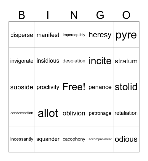 Fahrenheit 451 Bingo Card