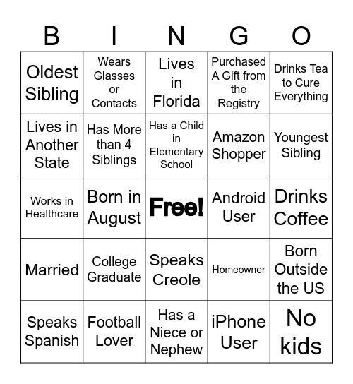 Keiera & Bianca's Housewarming Bingo Card