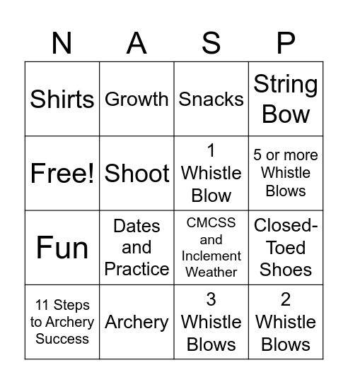 Archery Bingo Card
