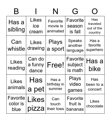 Human Bingo Card