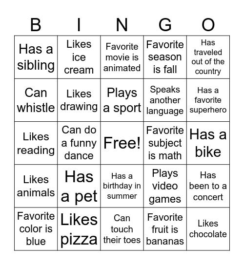 Human Bingo Card