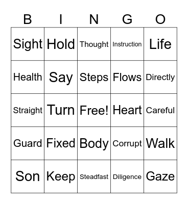 Proverbs 4:20 Bingo Card